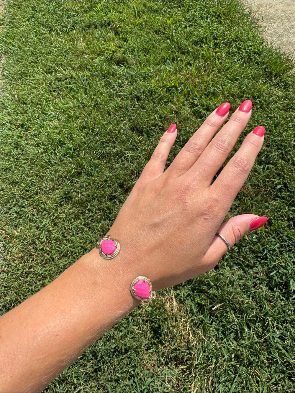 Kendra Scott Gold Open Cuff Bracelet with Pink Stones
